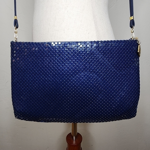 Whiting & Davis Navy Blue Metal Mesh Crossbody/Clutch Handbag - Picture 1 of 10